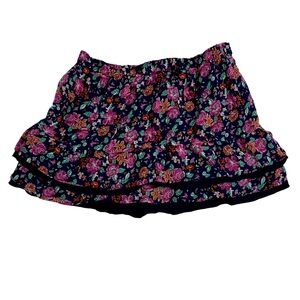 Abercrombie & Fitch Vintage XS Navy Floral Tiered Mini Skirt